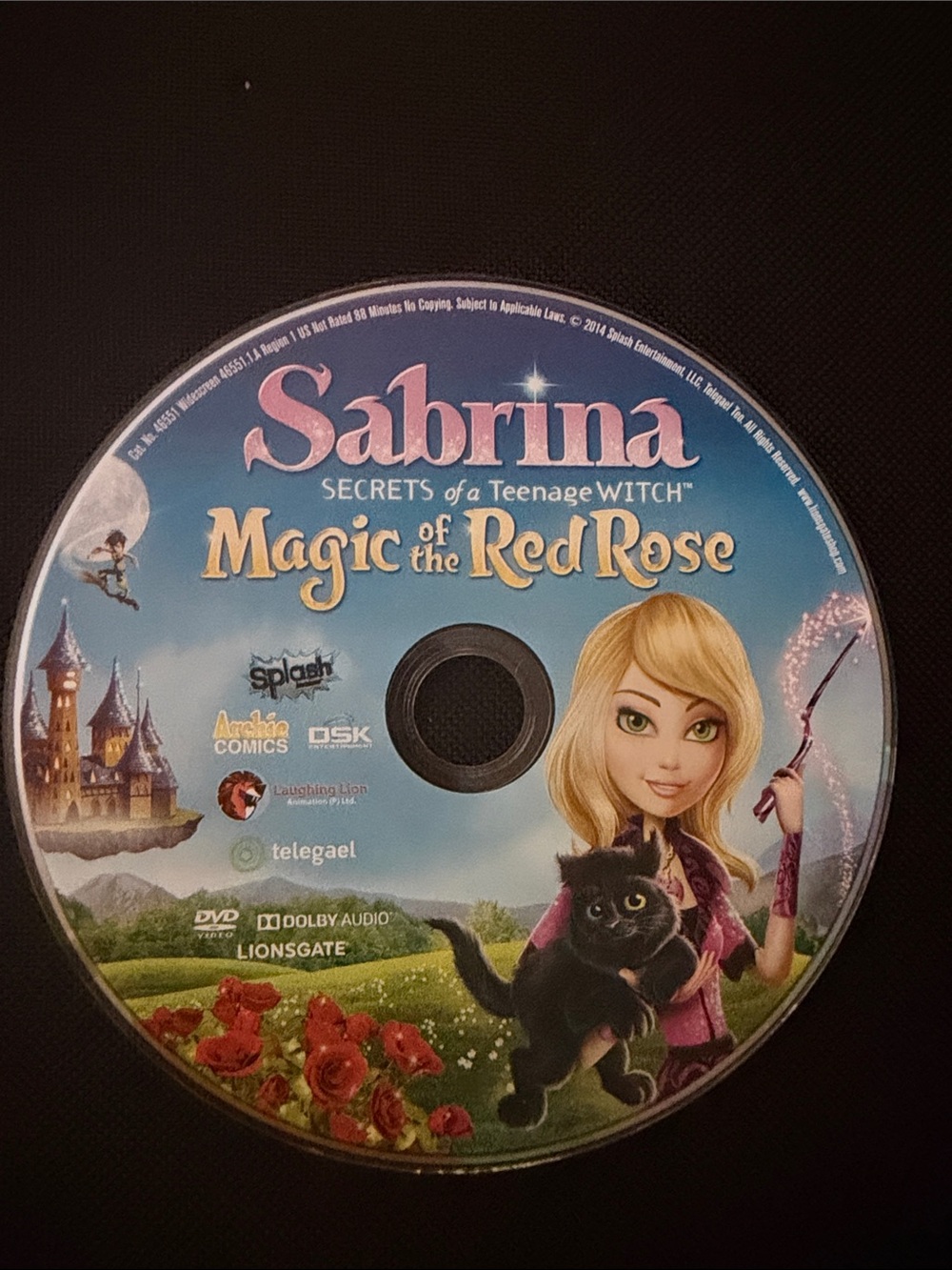 Sabrina: Magic of the Red Rose DVD Disc - Illustrated Blue & Pink Art